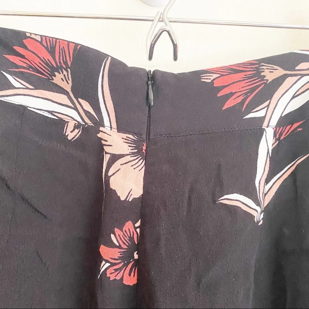 Eva Longoria Floral Ribbon Stripe Wide Leg Crepe Trouser Pant Black Pink 6 - Picture 8 of 12